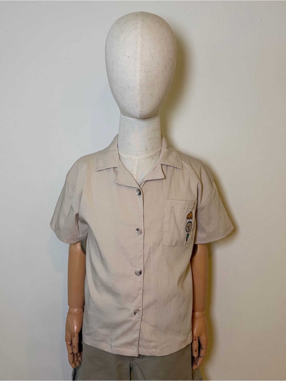 Milibam Boys Beige Button Down Shirt NWT Size 120
